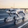 Unitree A2-W rolling at speed on a road